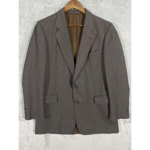 Kasper Blazer Mens 42L Brown Pinstripe Two Button Tweed Classic Career Business
